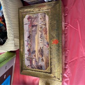 Vintage German Decorative Tin Box with Scenic Design